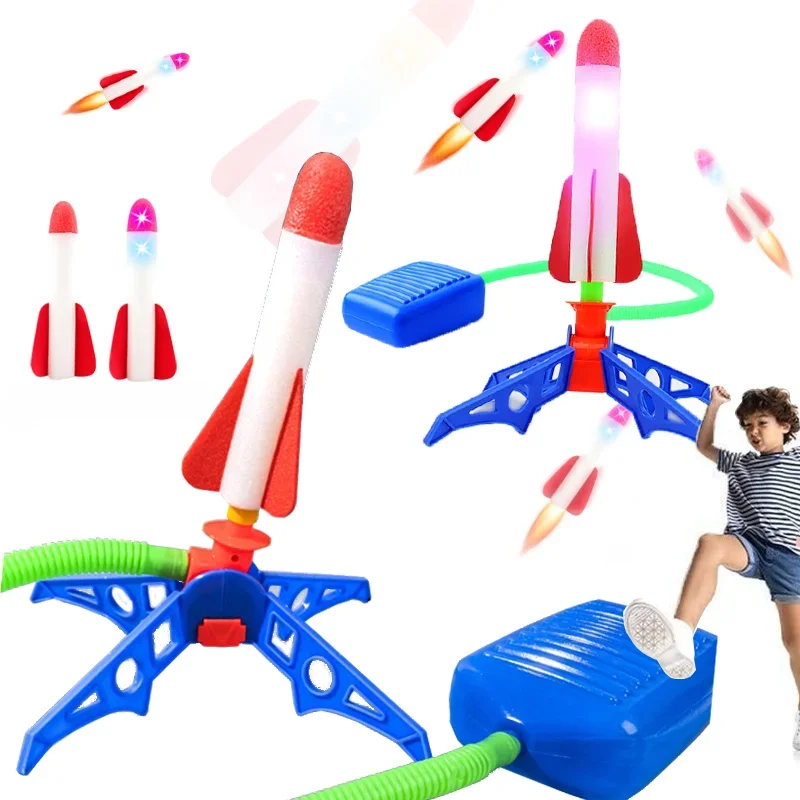 Kids Outdoor Jumping Toys - 어린이용 야외 로켓 발사기, 발로 밀어서