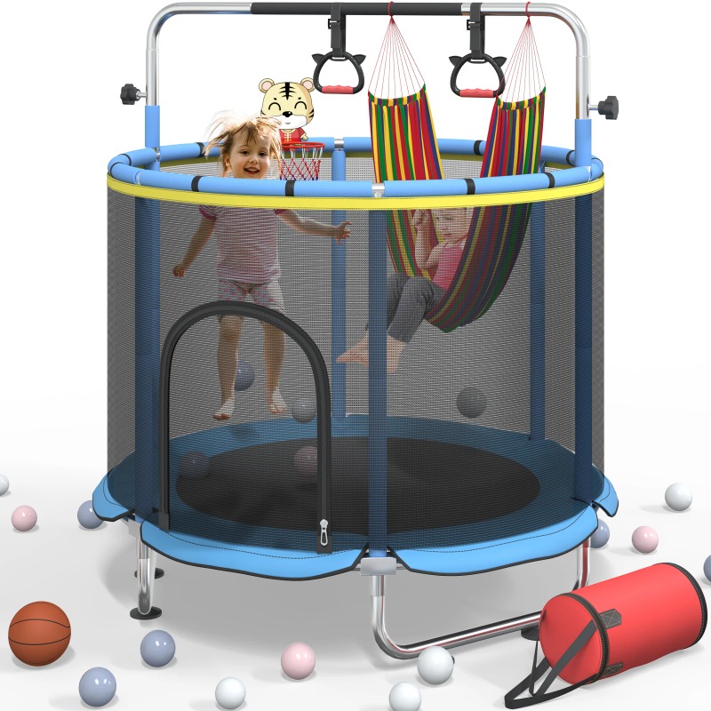 Kids Indoor Outdoor Trampoline - 5피트 유아용 트램펄린 8-in-1 어린이 미니