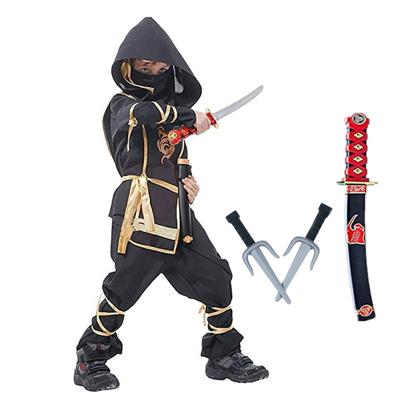 Kids Outdoor Ninja Equipment - 검은 닌자 의상 소년 할로윈 일본