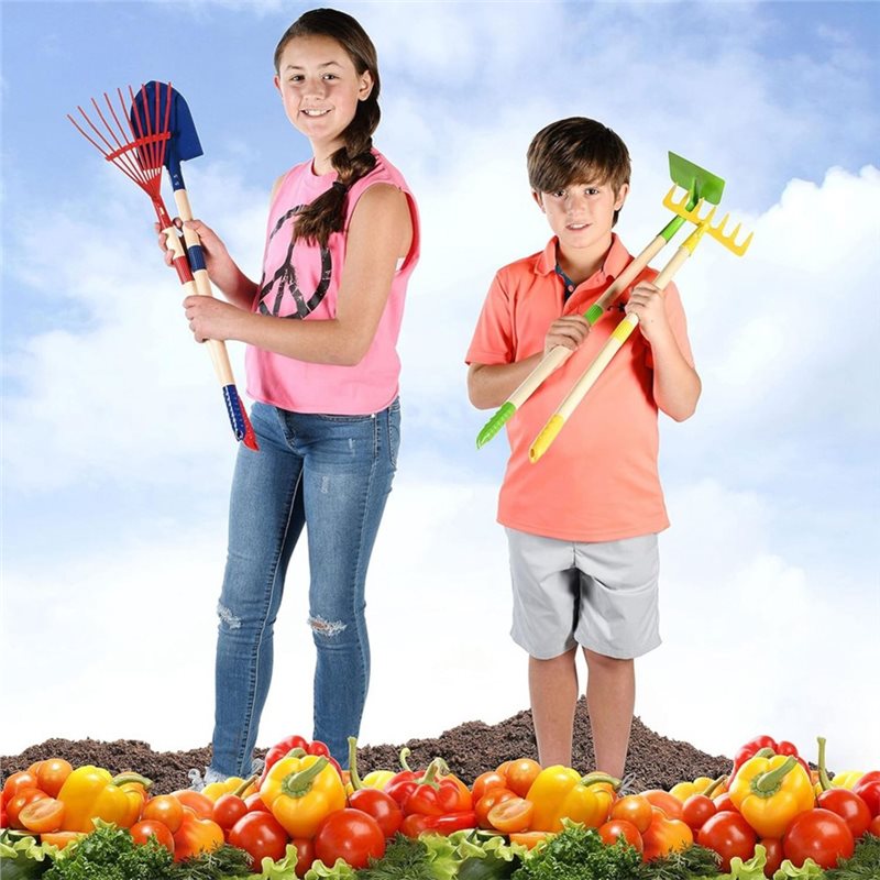 Kids Outdoor Garden Set - B05C-어린이용 정원 도구 세트 4종-나무잎 갈퀴,