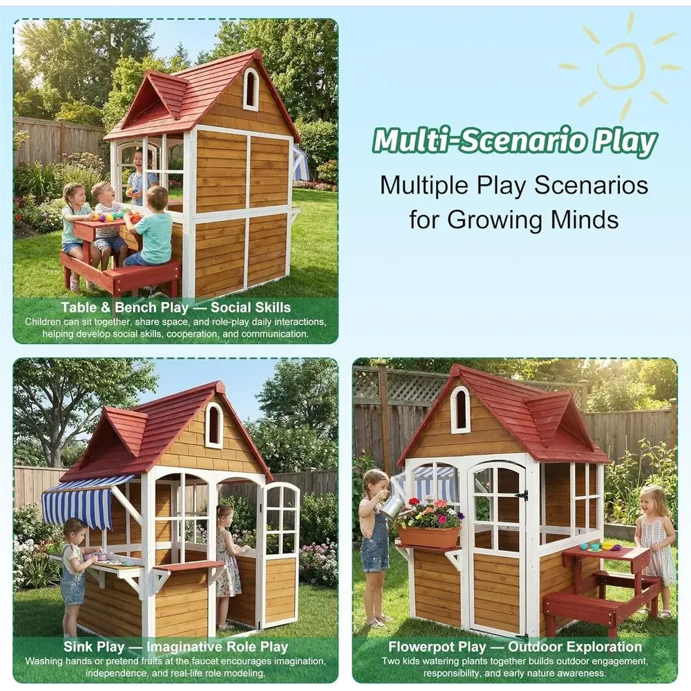 대형 원목 야외 어린이 놀이집 (싱크대 및 테이블 세트 - Kids Outdoor Sink 리뷰 및 가격