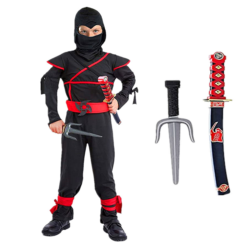 검은 닌자 의상 소년 할로윈 일본 사무라이 의상 거품  - Kids Outdoor Ninja Equipment 리뷰 및 가격