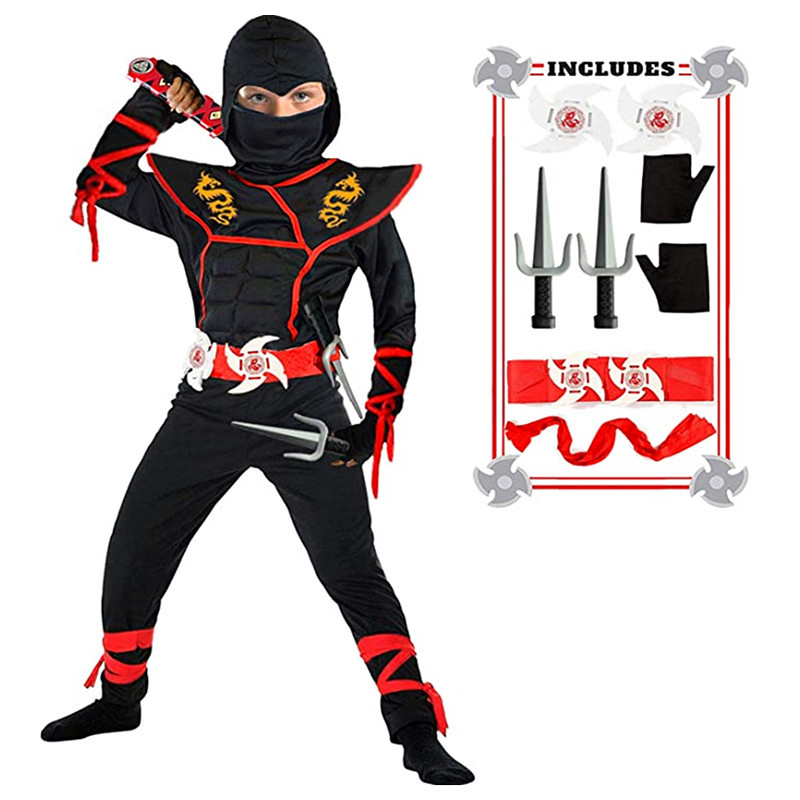 검은 닌자 의상 소년 할로윈 일본 사무라이 의상 거품  - Kids Outdoor Ninja Equipment 리뷰 및 가격