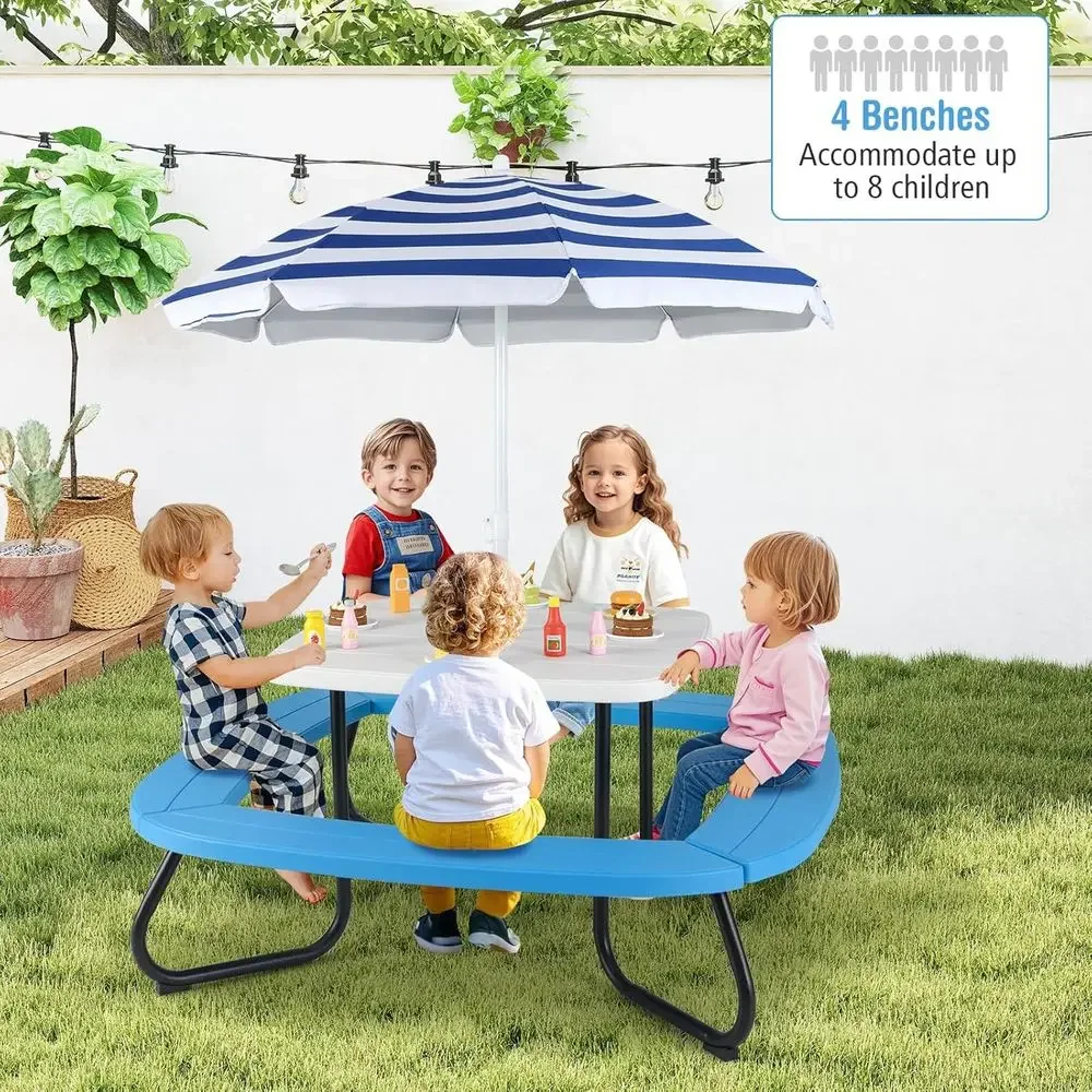 8인용 어린이 피크닉 테이블(우산 포함), 유아용 활동 - Kids Outdoor Activity Table 리뷰 및 가격