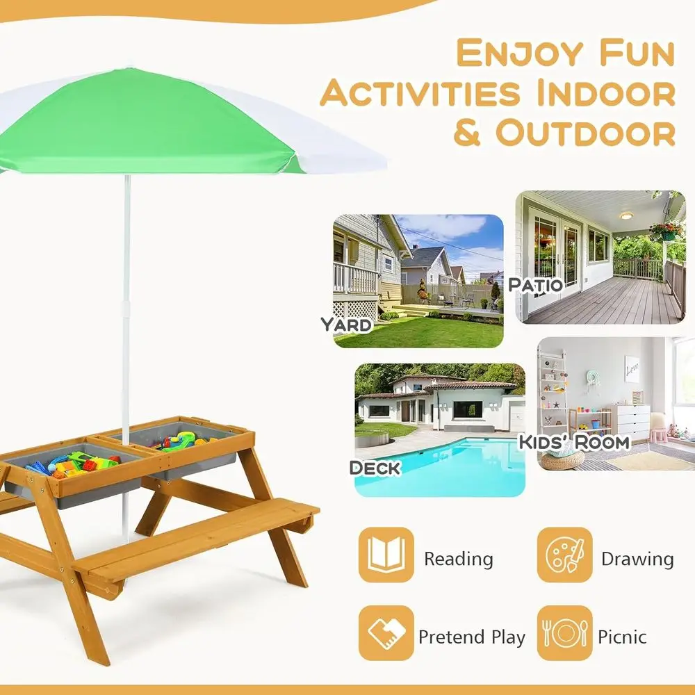 3-in-1 높이 조절 가능한 우산형 어린이 피크닉 테 - Kids Outdoor Activity Table 리뷰 및 가격