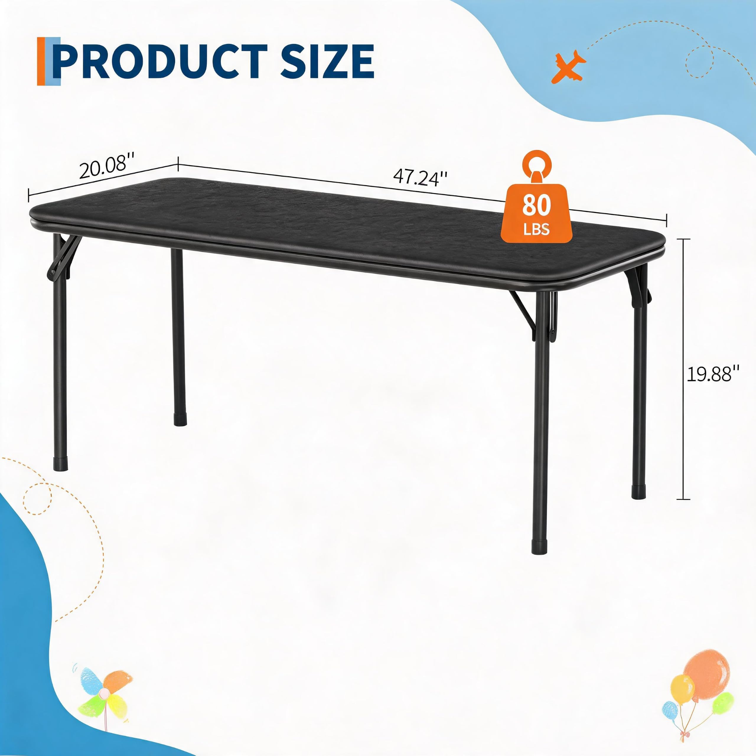 47인치 직사각형 접이식 테이블, 실내/실외용 휴대용  - Kids Outdoor Activity Table 리뷰 및 가격