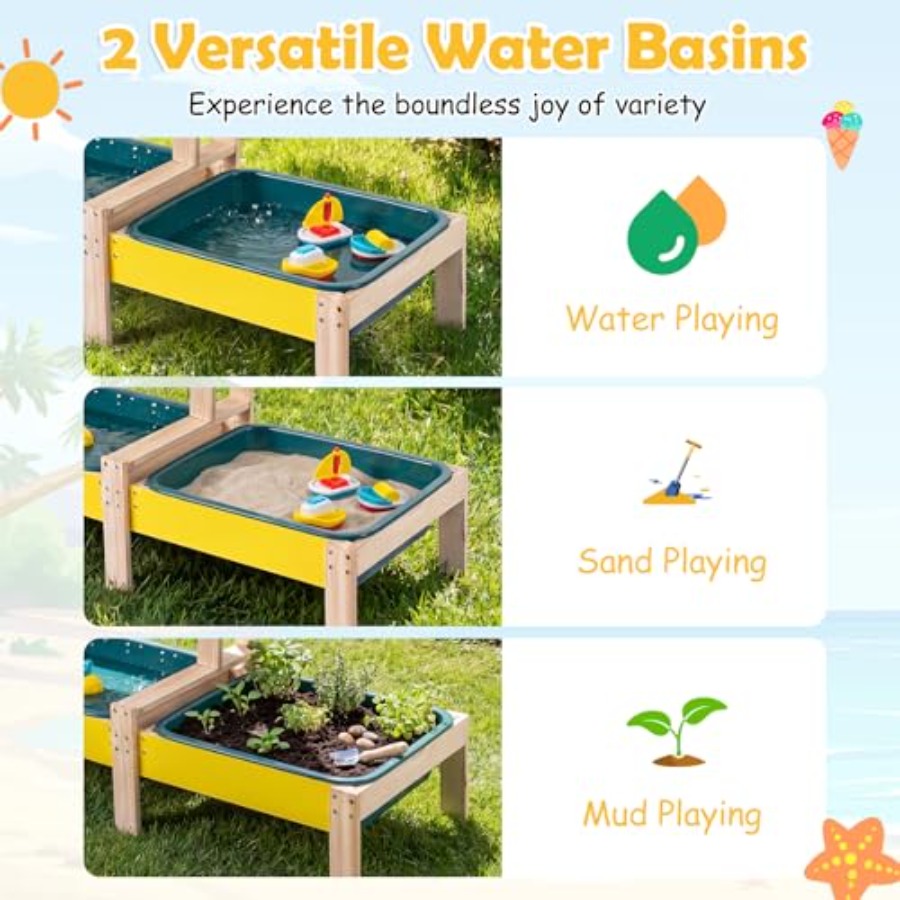 3세 이상 어린이용 야외 놀이 세트: 나무 모래 및 물 - Kids Outdoor Activity Table 리뷰 및 가격