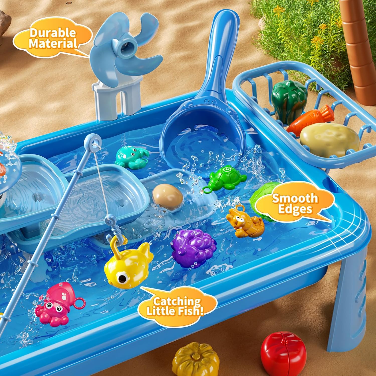 어린이용 물놀이 싱크대 장난감, 흐르는 물과 낚시 게임 - Kids Outdoor Activity Table 리뷰 및 가격