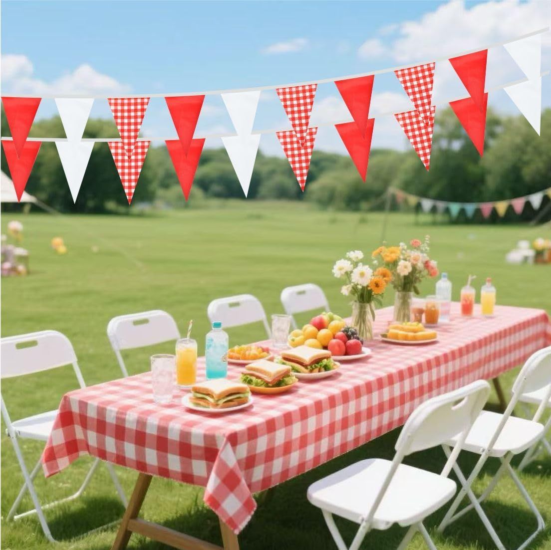 빨간색과 흰색 삼각형 깃발 장식, 카니발, 서커스, 어 - Kids Outdoor Garden Set 리뷰 및 가격